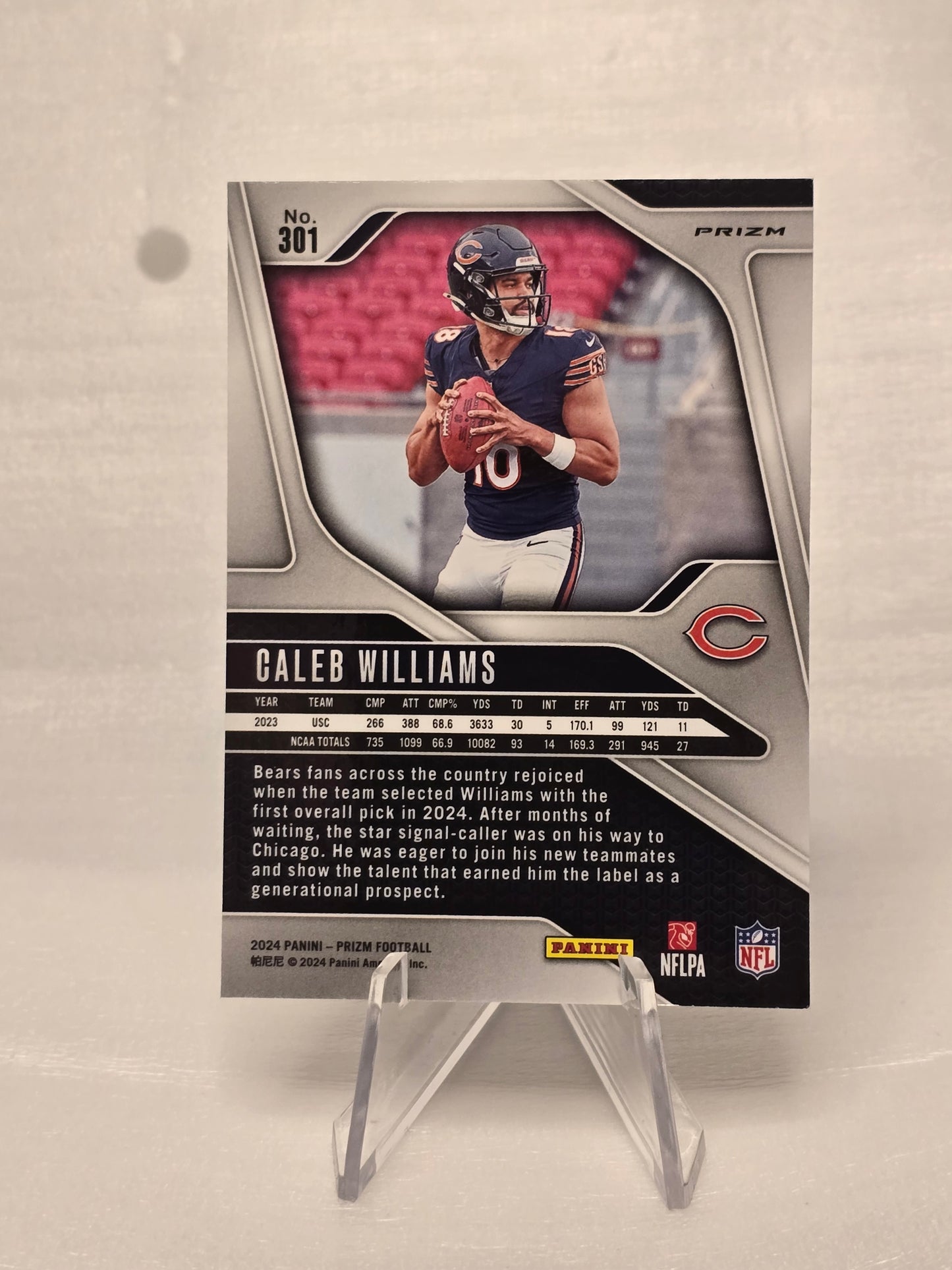 2024 Panini Prizm Caleb Williams Red White & Blue Prizm Rookie RC #301 | Chicago Bears