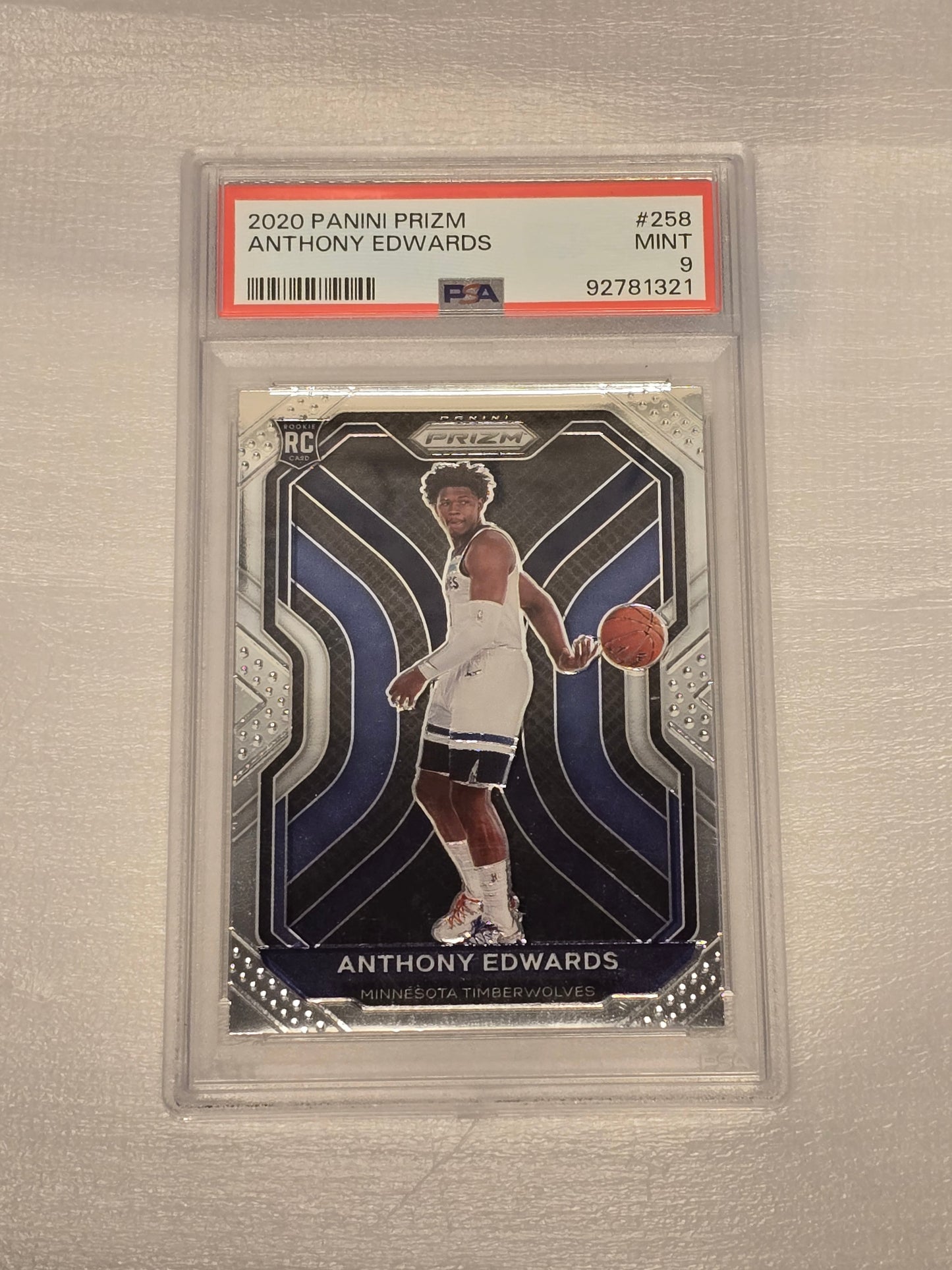 2020 Panini Prizm Anthony Edwards Rookie RC #258 PSA 9