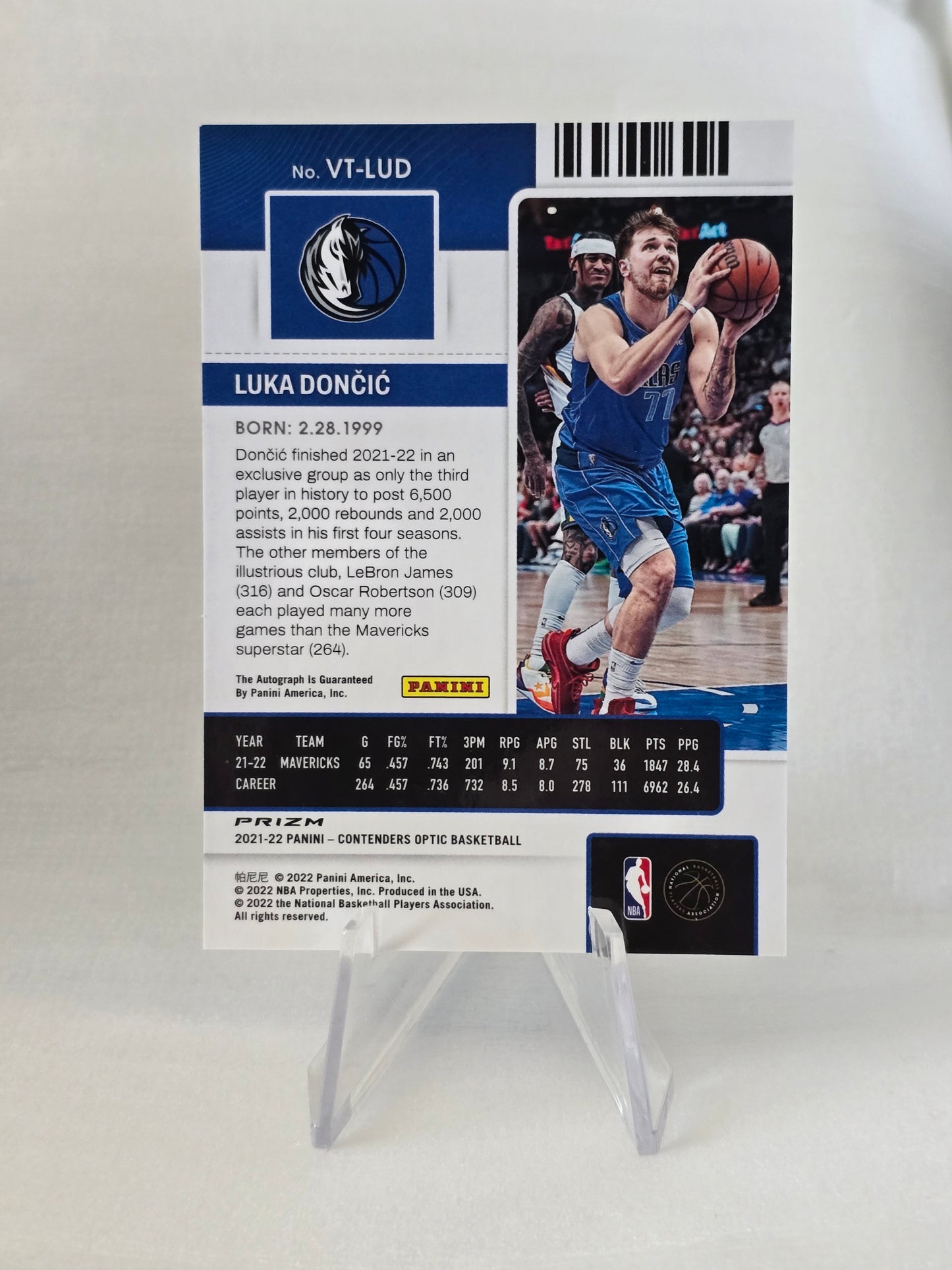 2021-22 Panini Contenders Optic Luka Dončić Veteran Ticket Auto