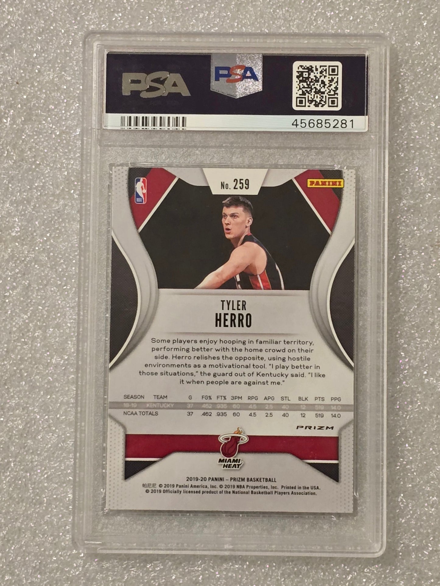 2019 Panini Prizm Tyler Herro #259 Silver Prizm PSA 10 Rookie Card GEM MINT