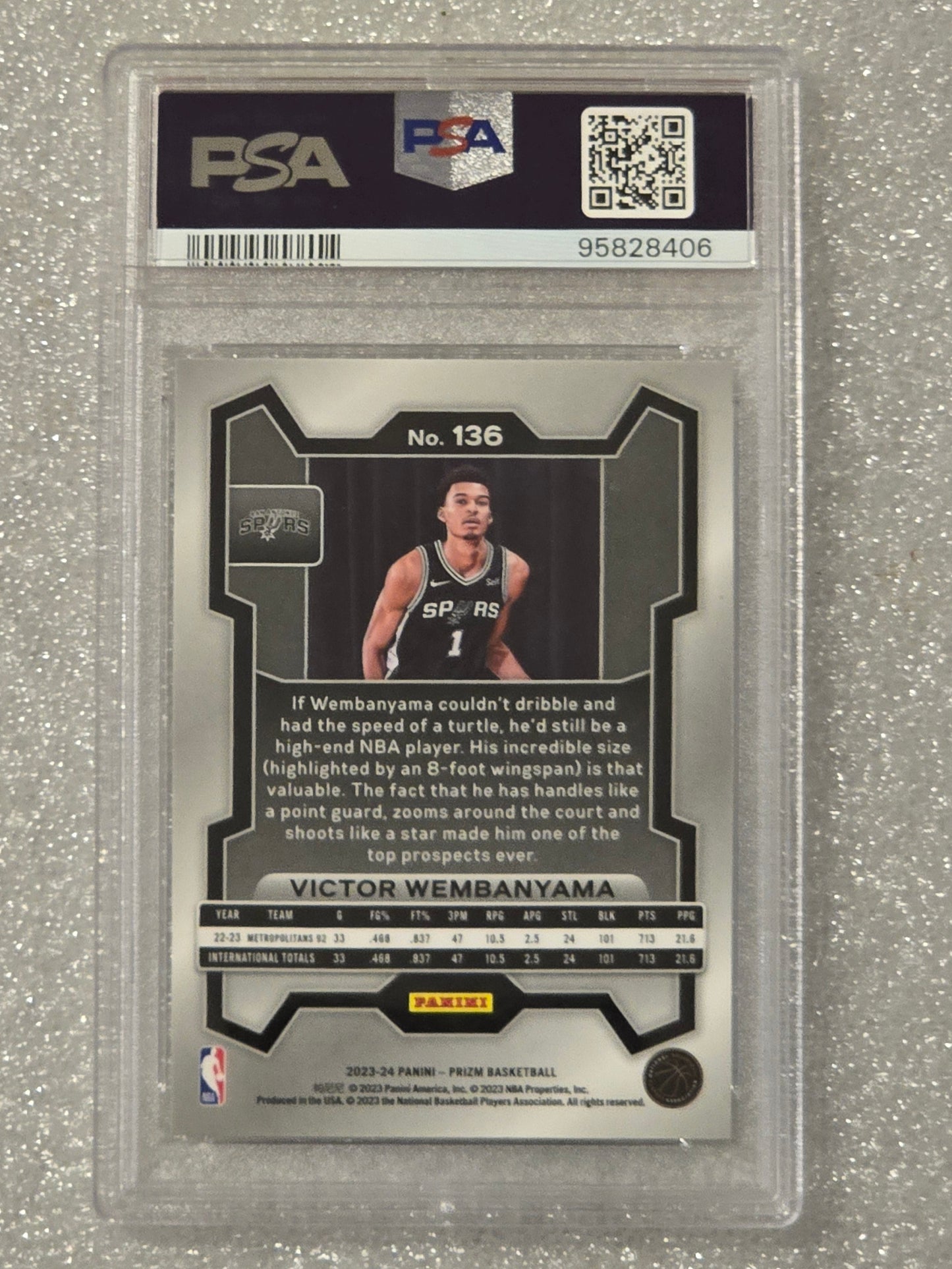 Victor Wembanyama 2023 Prizm #136 Base Rookie PSA 10