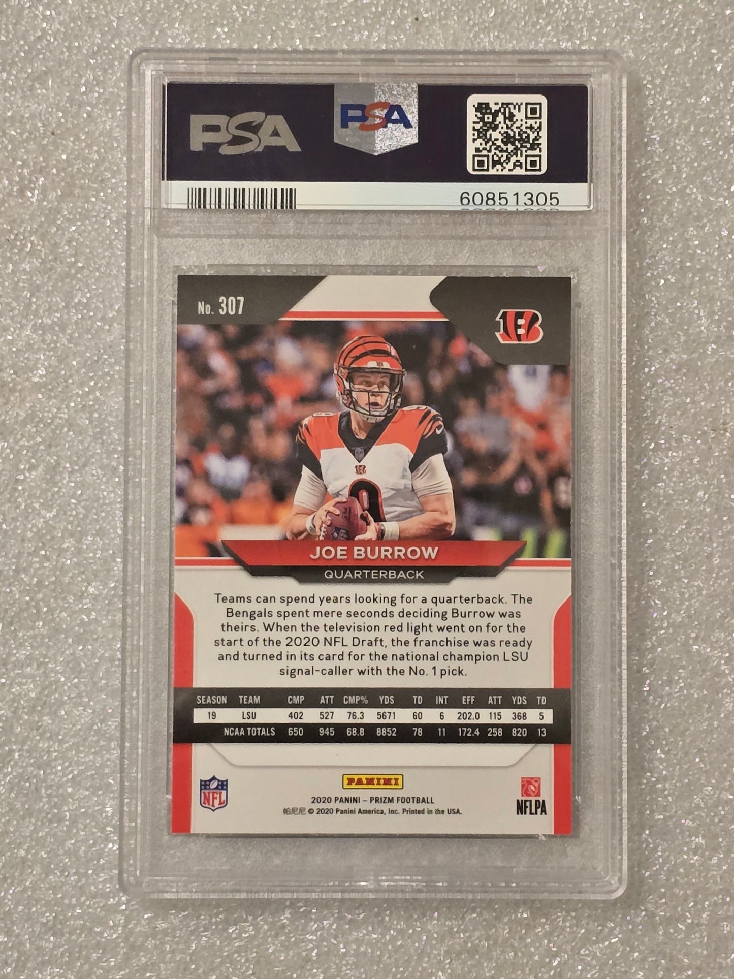 2020 Panini Prizm Joe Burrow #307 Rookie – PSA 10 GEM MINT