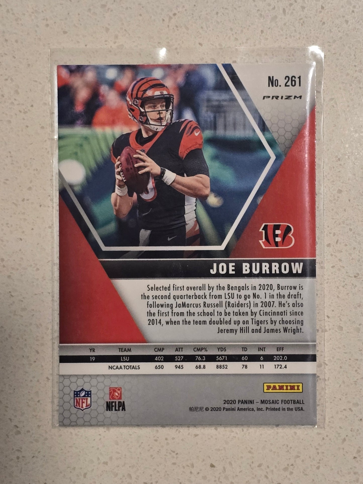 2020 Panini Mosaic "NFL Debut" Joe Burrow Silver Prizm (Mosaic Parallel)