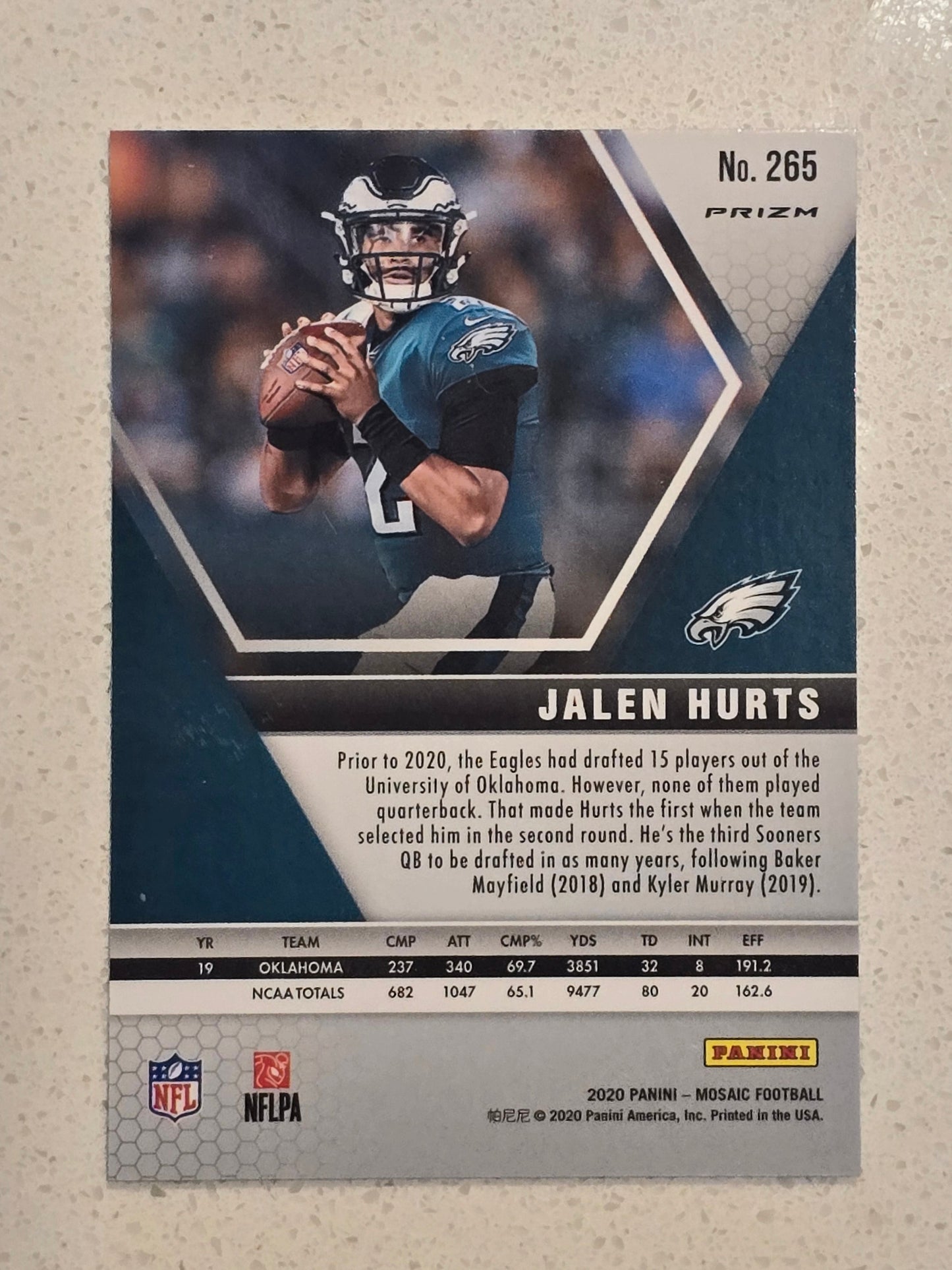 2020 Panini Mosaic NFL Debut Jalen Hurts Green Mosaic Prizm RC
