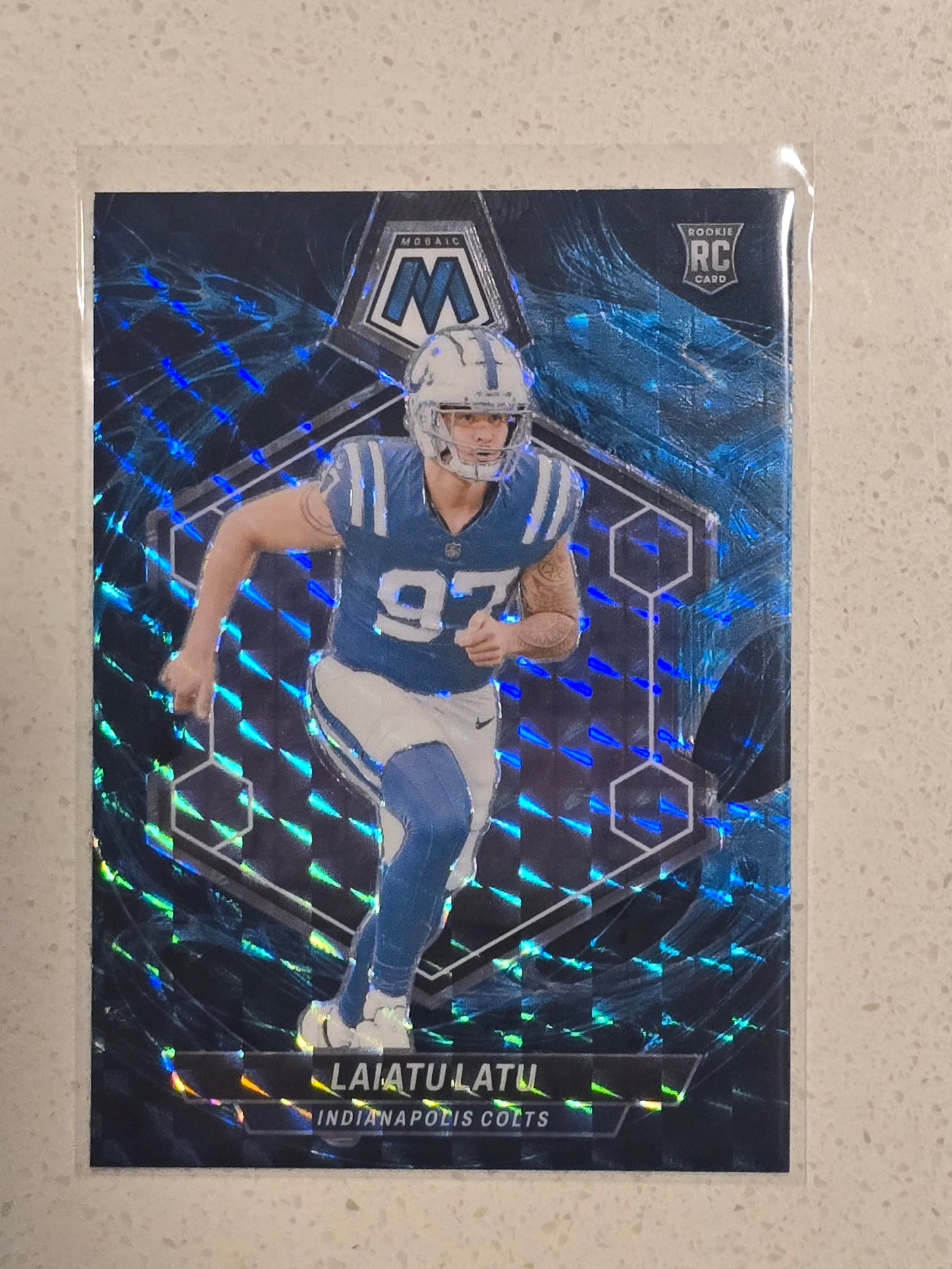 2024 Panini Mosaic Silver Mosaic Prizm Rookie Card of Laiatu Latu