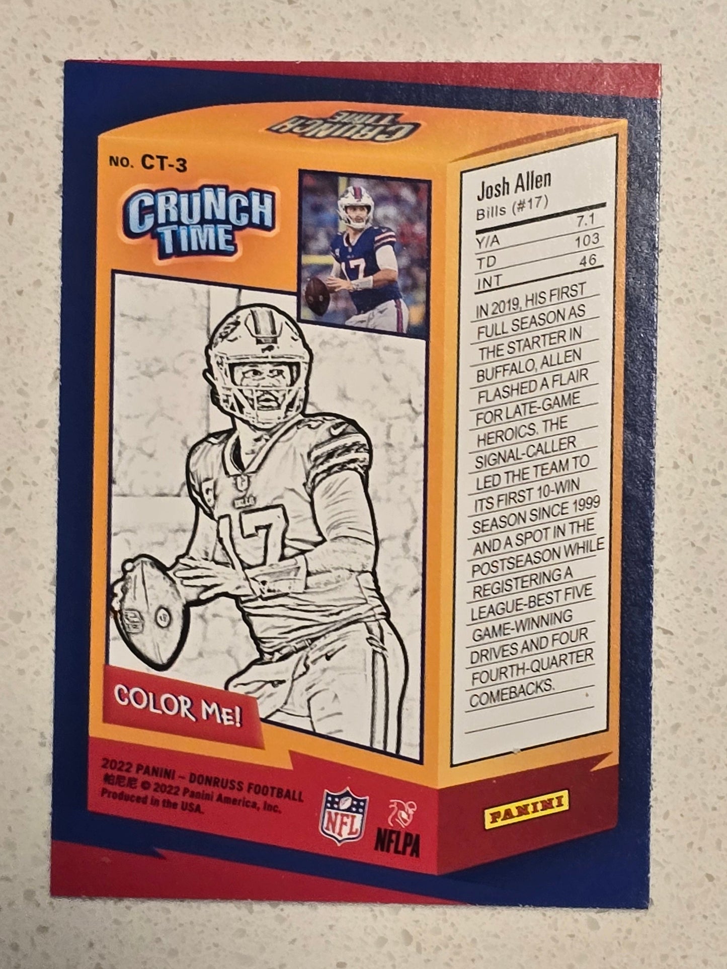 2022 Panini Donruss “Crunch Time” Josh Allen SP Insert – Holo/Laser Parallel