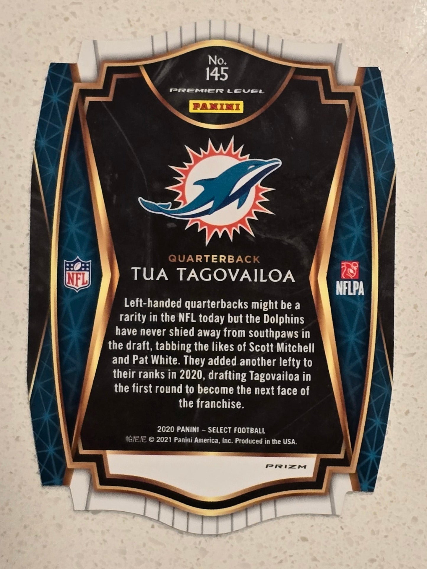 2020 Panini Select Premier Level Tua Tagovailoa Rookie Card – Red/Blue Prizm Die-Cut