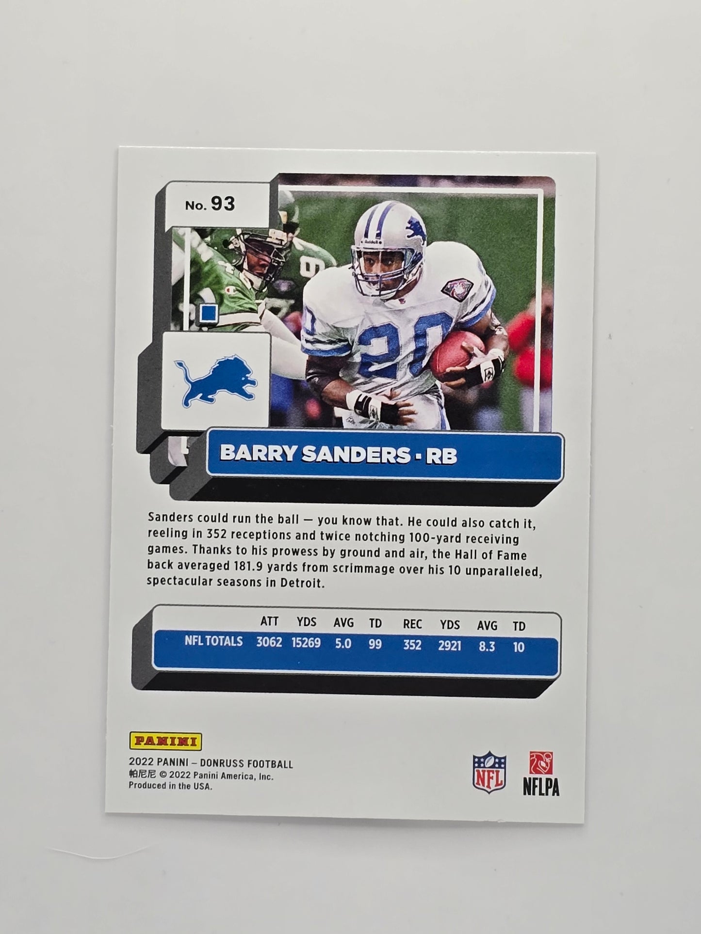 Barry Sanders Rare No Name Donruss Optic Holo Silver – Detroit Lions Legend