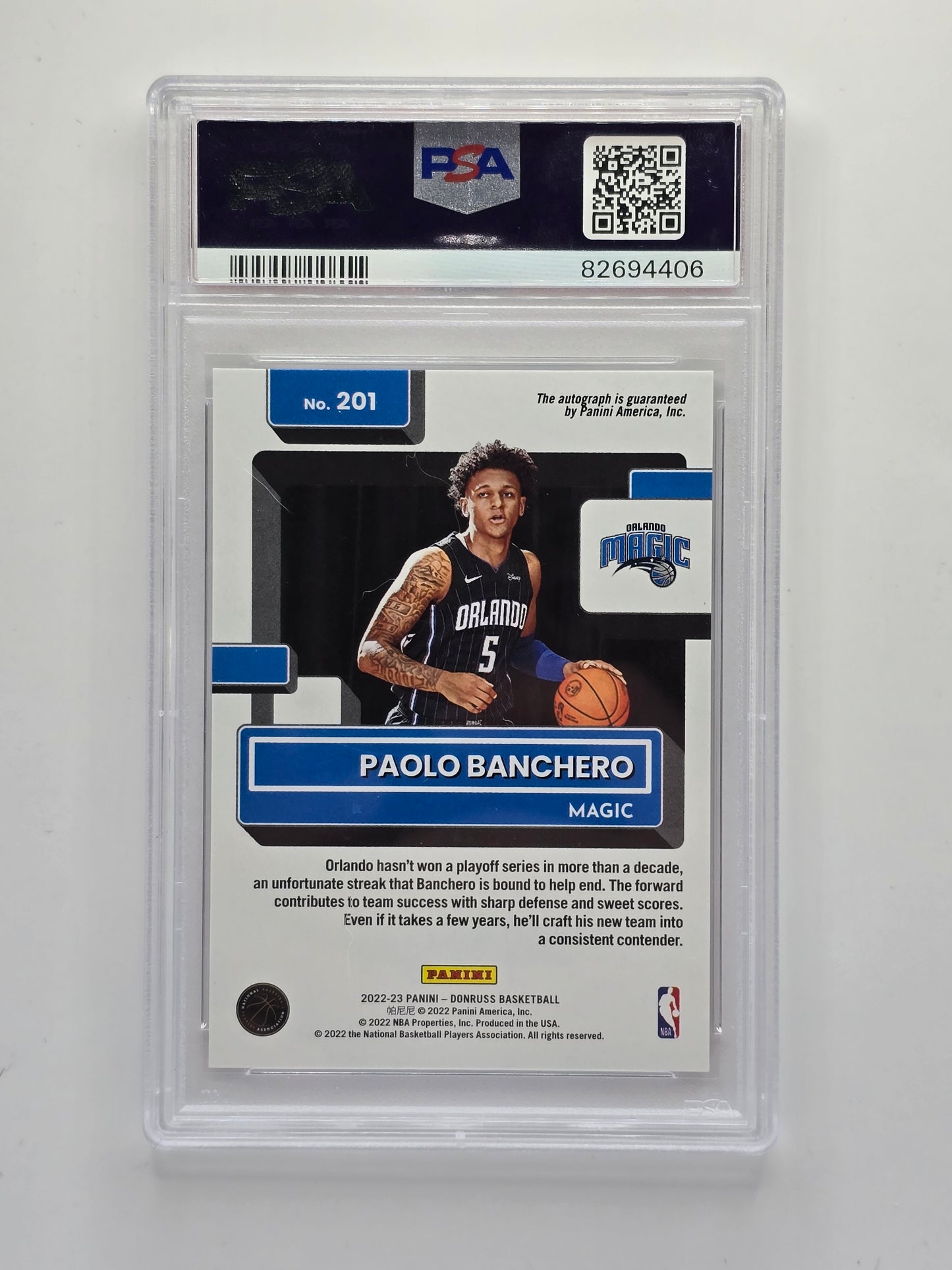 2022 Paolo Banchero Donruss Rated Rookie Sig-Choice Auto