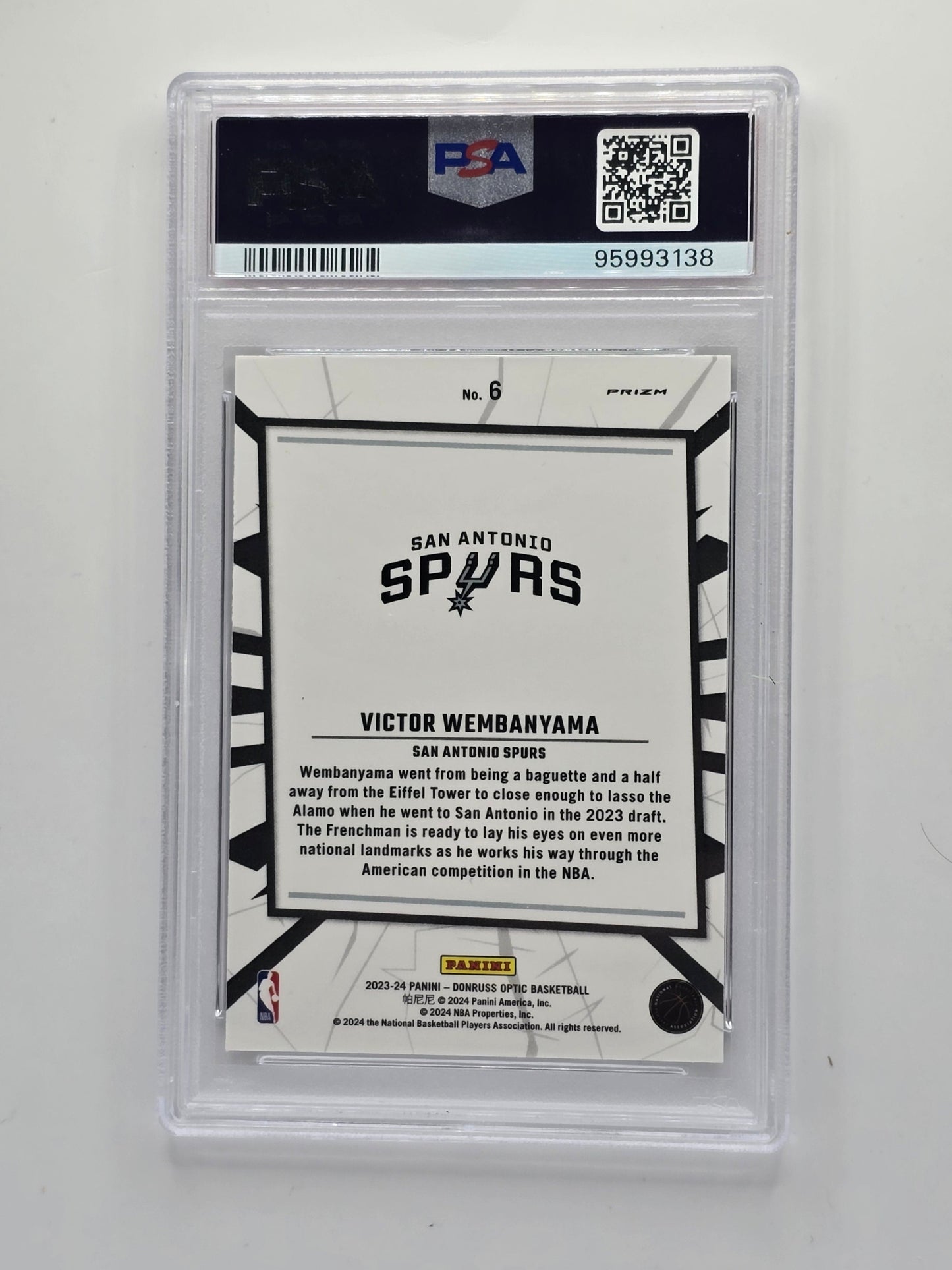 PSA 10 2023 Donruss Optic “My House” Purple Victor Wembanyama Rookie