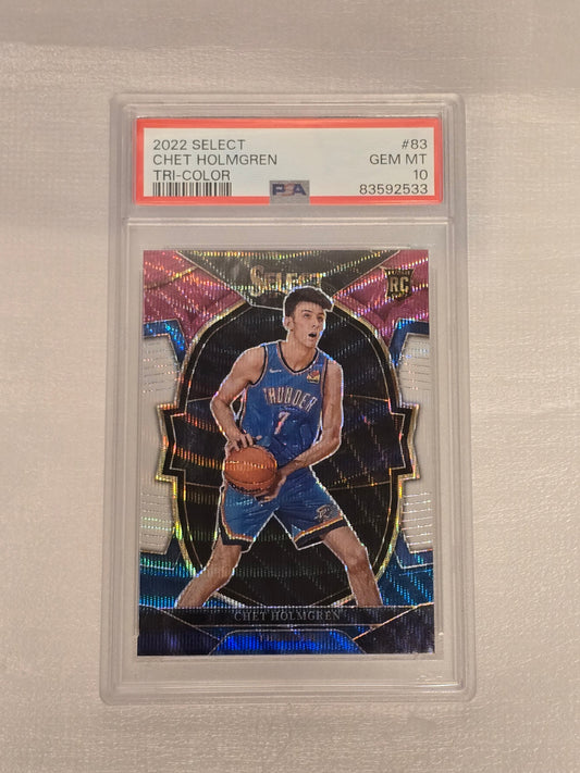 2022 Panini Select Chet Holmgren Tri-Color Prizm RC #83 PSA 10 Gem Mint