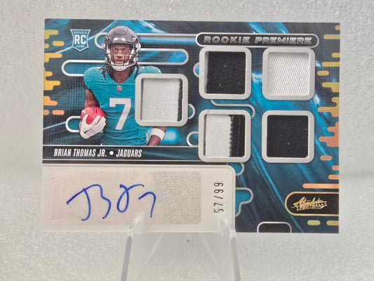 2024 Panini Absolute Football Rookie Premiere Materials Auto card of Brian Thomas Jr.