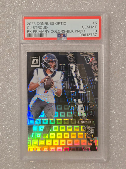 C.J. Stroud 2023 Donruss Optic Rookie Primary Colors Black Pandora #02/25 PSA 10