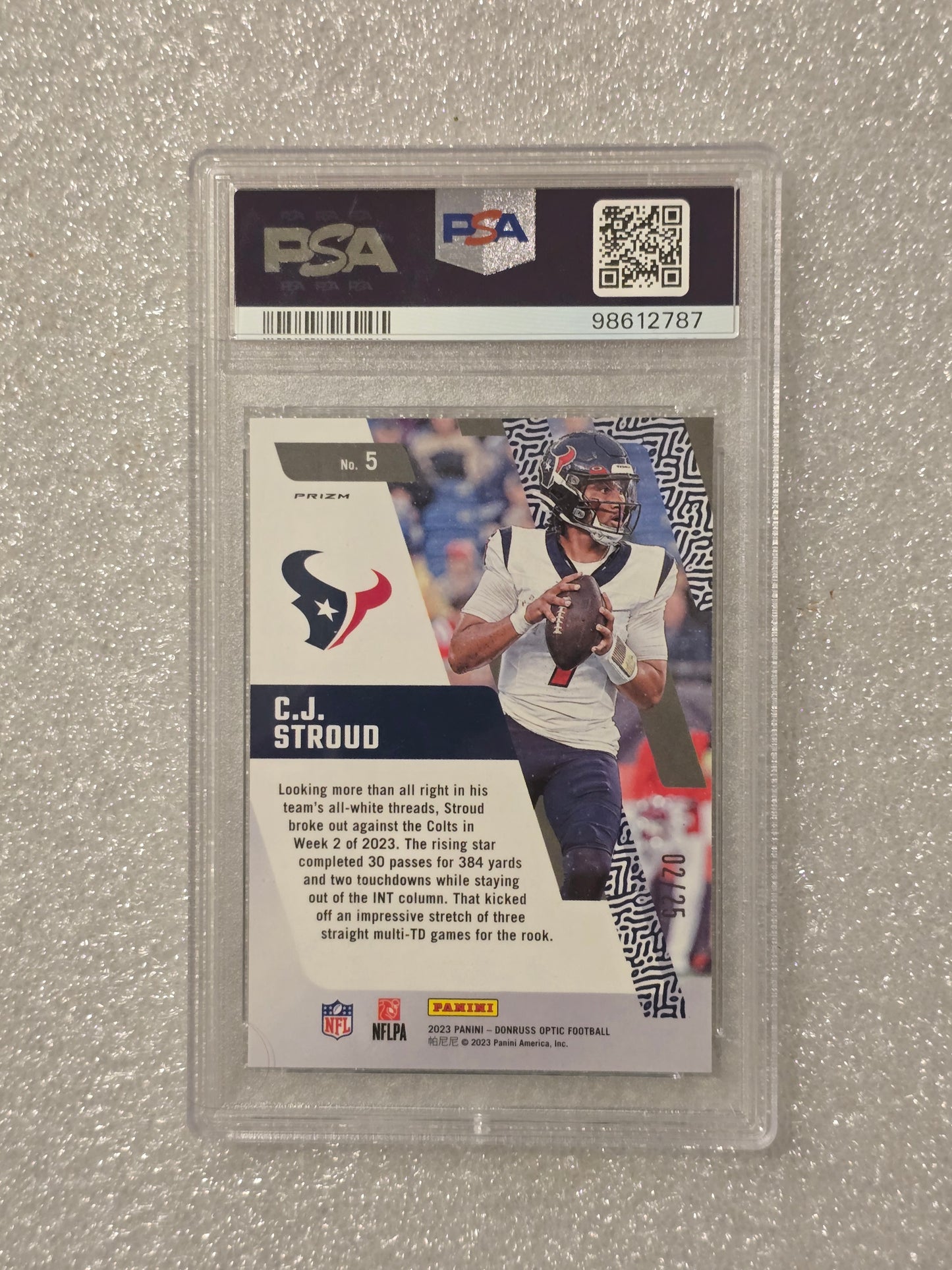 C.J. Stroud 2023 Donruss Optic Rookie Primary Colors Black Pandora #02/25 PSA 10