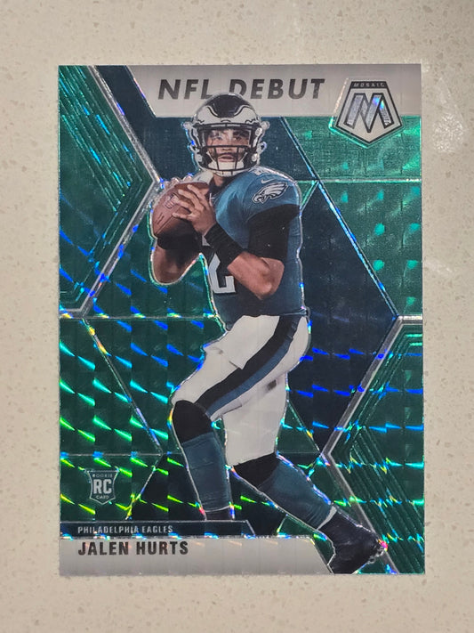 2020 Panini Mosaic NFL Debut Jalen Hurts Green Mosaic Prizm RC