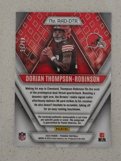 Dorian Thompson-Robinson 2023 Panini Phoenix Rookie Auto Duel Jersey Patch