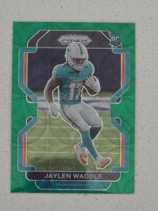 2021 Panini Prizm Green Prizm Rookie Card of Jaylen Waddle
