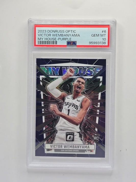 PSA 10 2023 Donruss Optic “My House” Purple Victor Wembanyama Rookie