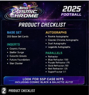 2025 Topps Cosmic Chrome Football Hobby Box Random Team Break #1