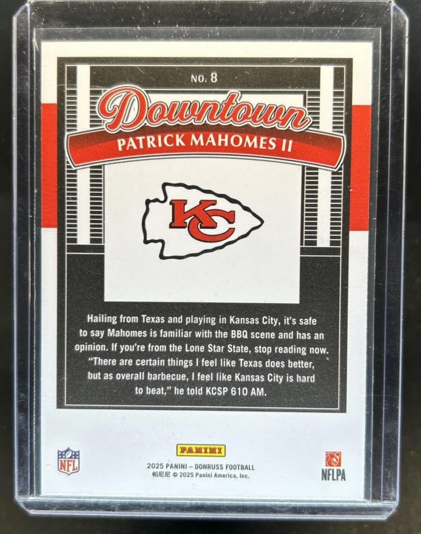 2025 Panini Donruss Patrick Mahomes Downtown! SP #8 Chiefs