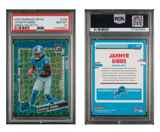2023 PANINI DONRUSS OPTIC 236 JAHMYR GIBBS GREEN VELOCITY
